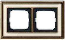 Рамка универсальная ABB Династия 2-м. античная латунь/стекло белое картинка